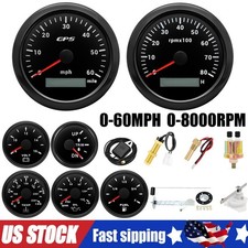 8 Gauge Set 85mm Gps Speedometer 0-60mph Waterproof For Marine Boat Car Truck