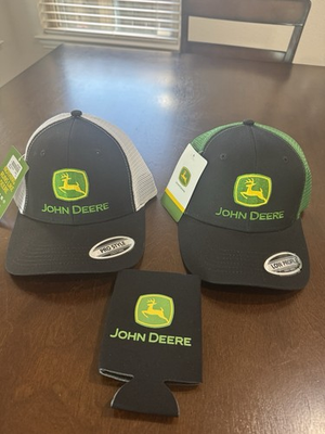 #ad 2 John Deere Black Green amp; White Snapback Hat with Embroidered Logo Mesh Back $24.99