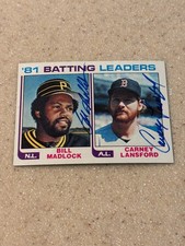 1982 Topps #161 Batting Leaders card signed by Bill Madlock and Carney Lansford