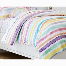 POTTERY BARN KIDS  Duvet Cover TWIN Kayla Watercolor Stripe 100% Organic Cotton