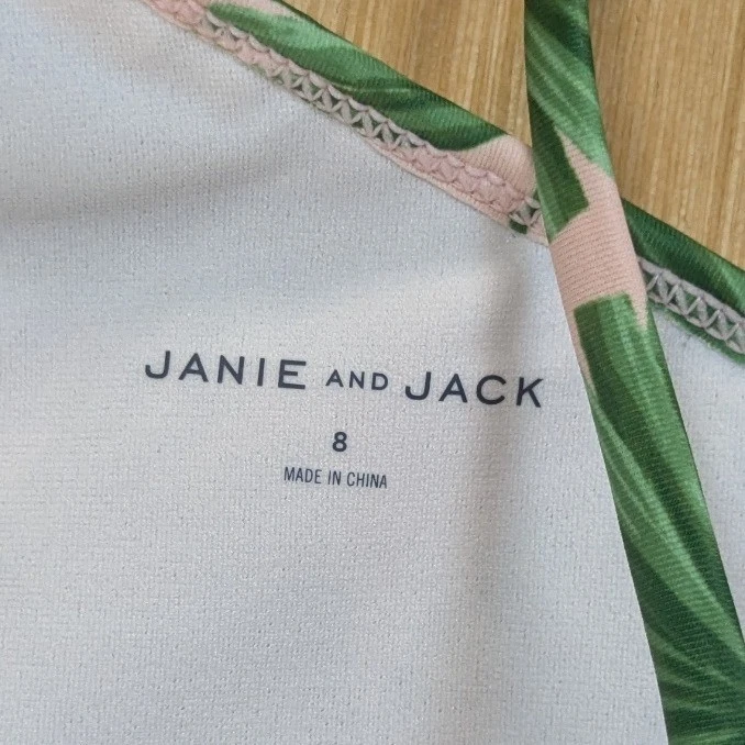 Traje de baño Janie and Jack niñas de un hombro verde hoja de palma con volantes talla 8 nuevo con etiquetas Foto 2 de 4