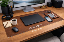 Leather Desk Mat 32"x15" Large Keyboard Mouse Pad - Saddle Brown Full Grain
