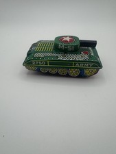 Vintage 1950's Tin Litho Friction M-51 Military Army Tank Toy
