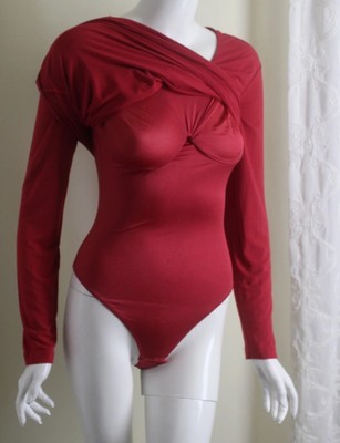 Estate New La Perla Sz 46 10/12 Bodysuit Jersey Knit Spanish Red