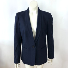 J.Crew Parke NO TAG Size 6 8 100 Wool Blend Button Blazer Jacket Blue G7726