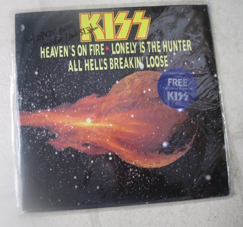KISS 1984 "HEAVEN'S ON FIRE" NEW/SEALED ORGL VINTAGE UK 3-TRK 12" EP wF/O POSTER