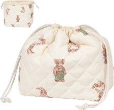 Drawstring Quilted Makeup Bag, Cosmetic Pouch, Coquette Cute Organizer, Small Ma