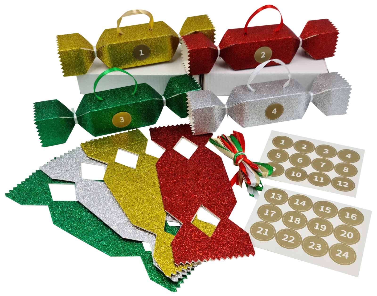 Make & Fill Your Own Advent Calendar Christmas Tree Decoration GLITTER CRACKERS