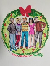 STAN GOLDBERG SIGNED ORIGINAL 15x20 COLOR XMAS ARTWORK      RARE     ARCHIE+GANG