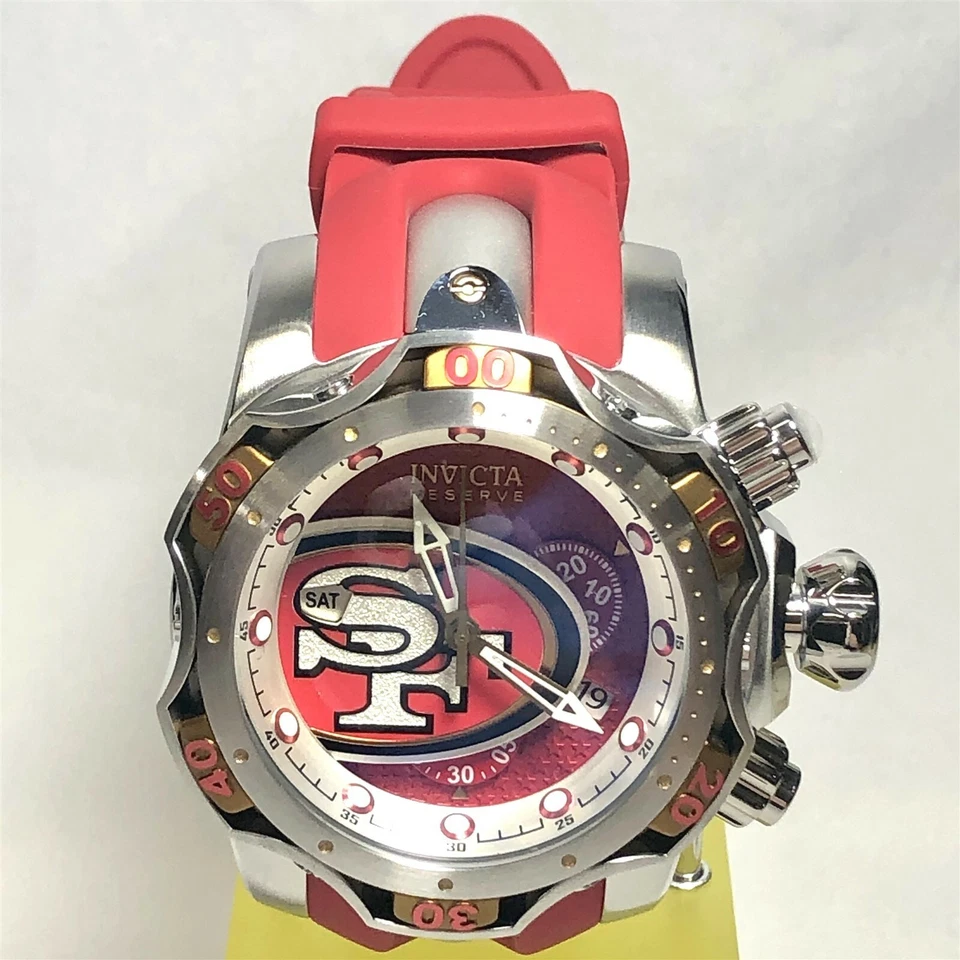 INVICTA 33086 NFL 52mm Venom Gen III Swiss Quartz Chrono Strap Watch - 49ers