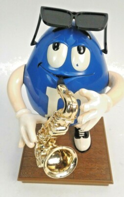 M&M's Blues Cafe Candy Dispenser Blue Peanut M&M Jazz Saxophone