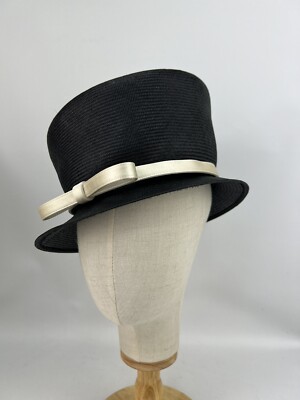 Philip Treacy Black with Ivory Trimmed Hat (1164) UK - Main Image