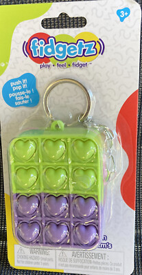 Green & Purple Fidgetz Pop Em s Pouch Keychain, *New* Factory Sealed, Fidget Toy