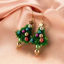 Evergreen Christmas Tree Earrings with Decoration and Star