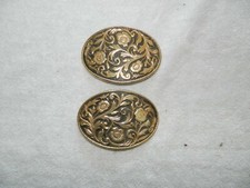 Pair of Brass with Black enameled flower buckles USA made