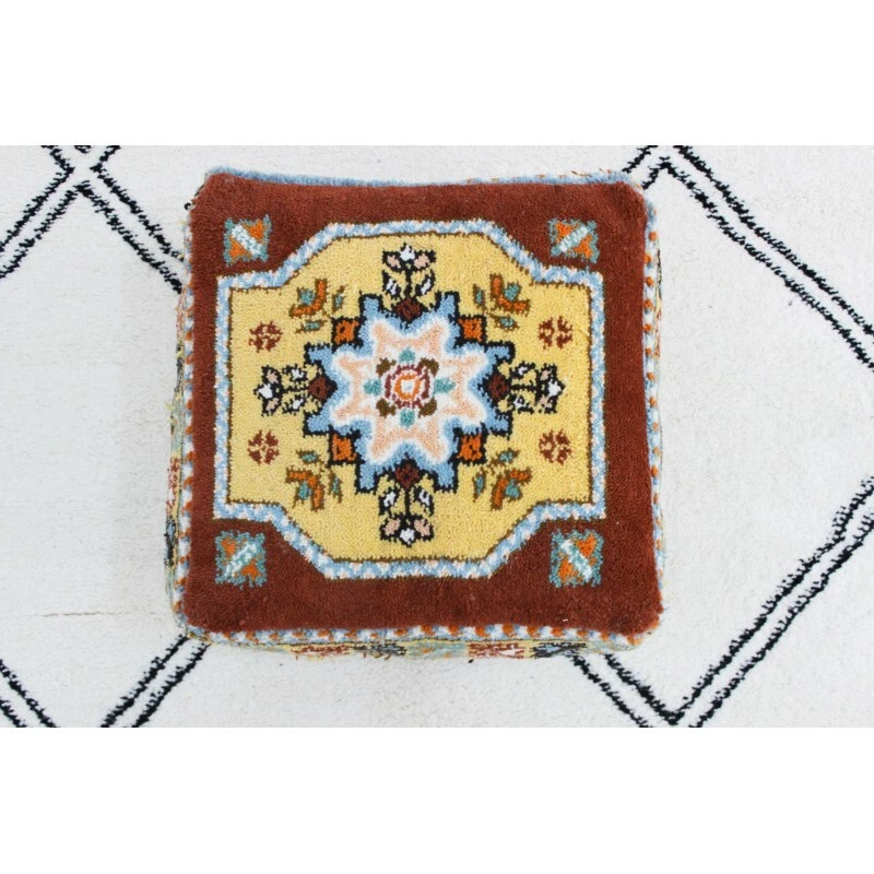 Moroccan Pouf Handmade Wool Pouffe Square Kilim Floor Cushion Berber Footstool - Image 2 of 4