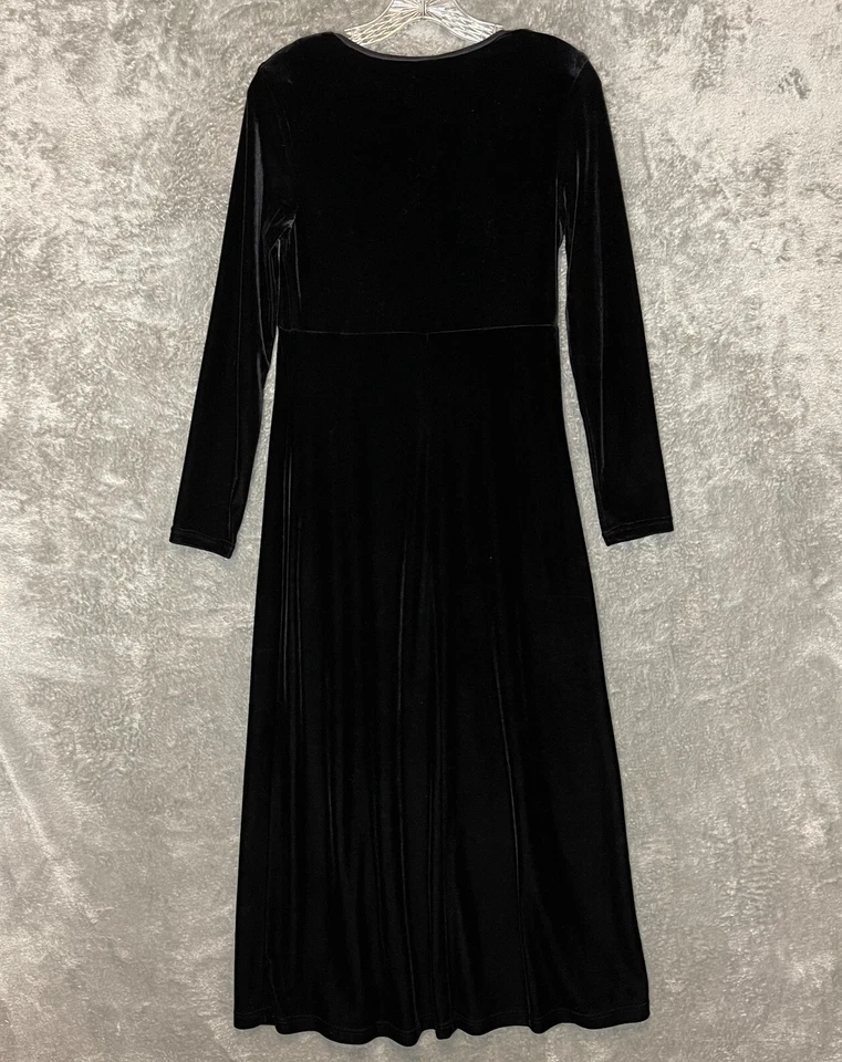 Women Classy Whimsigoth Witchy Dark Romantic Black Velvet Maxi Dress S* - Image 2 of 4