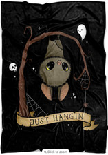 Just Hangin Throw Blanket Bat Cute Spooky Goth Halloween Bedroom Decor 60x50 