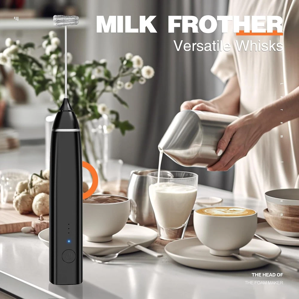 Milk Frother Rechargeable Handheld Electric Whisk Coffee Frother Mixer