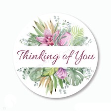 BOHO Tropical Floral Thinking of You Scrapbook Stickers Favors Envelope Seals