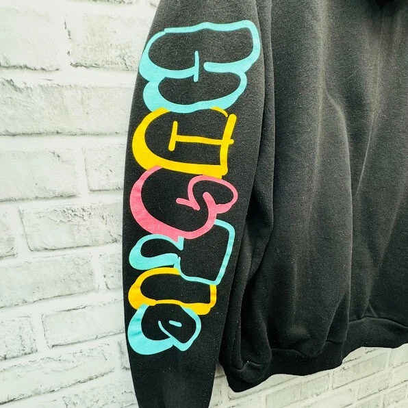 VETEMENTS Felpa con cappuccio Baily Apparel Launder Hustle Bear Arm Spell Out nera taglia media