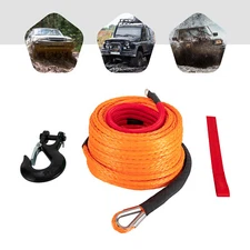 3/8"x100ft Synthetic Winch Rope 22046lbs Recovery Cable Winch Line Truck SUV