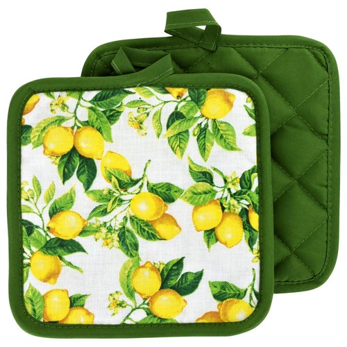 Kitchen Hand Towels Potholders Oven Mitt Lemon Motif 5 Piece Bundle - Picture 3 of 8