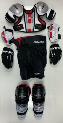 Bauer Hockey Complete Equipment Kit youth large ice pads shoulder shin gloves - Picture 1 of 1