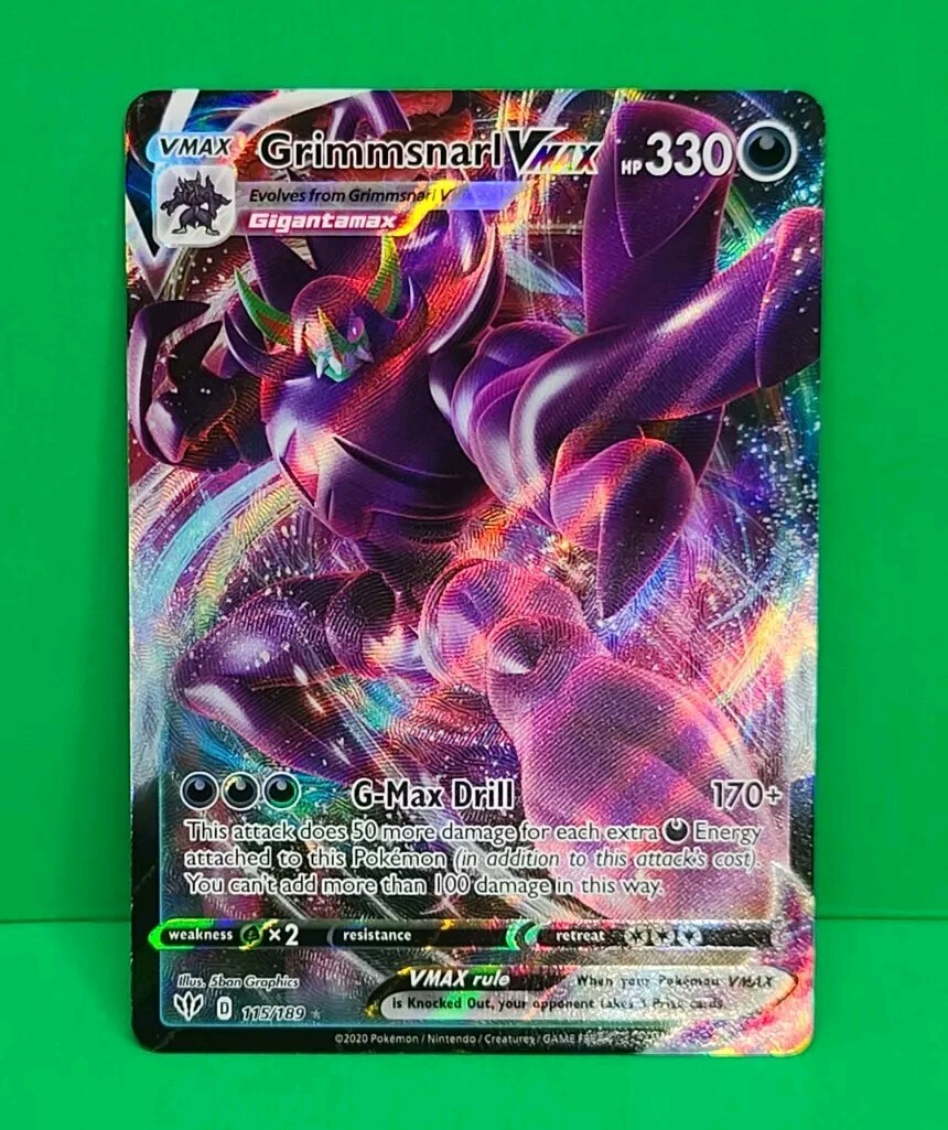 Pokemon Full Art Ultra Rare Grimmsnarl Vmax 115/189 Darkness Ablaze NM