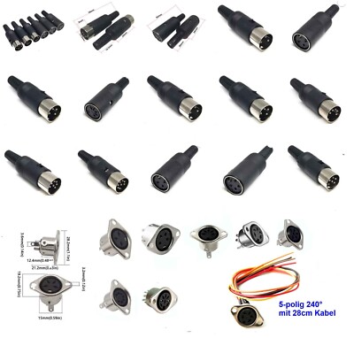 DIN-Kupplung, Einbau Buchse Stecker 3 4 5 6 7 8-polig, Löten MIDI Audio 1St.