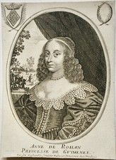 ANNE DE ROHAN PRINCESSE DE GUIMENEE (1606-1685) PORTRAIT ENGRAVING 18th century