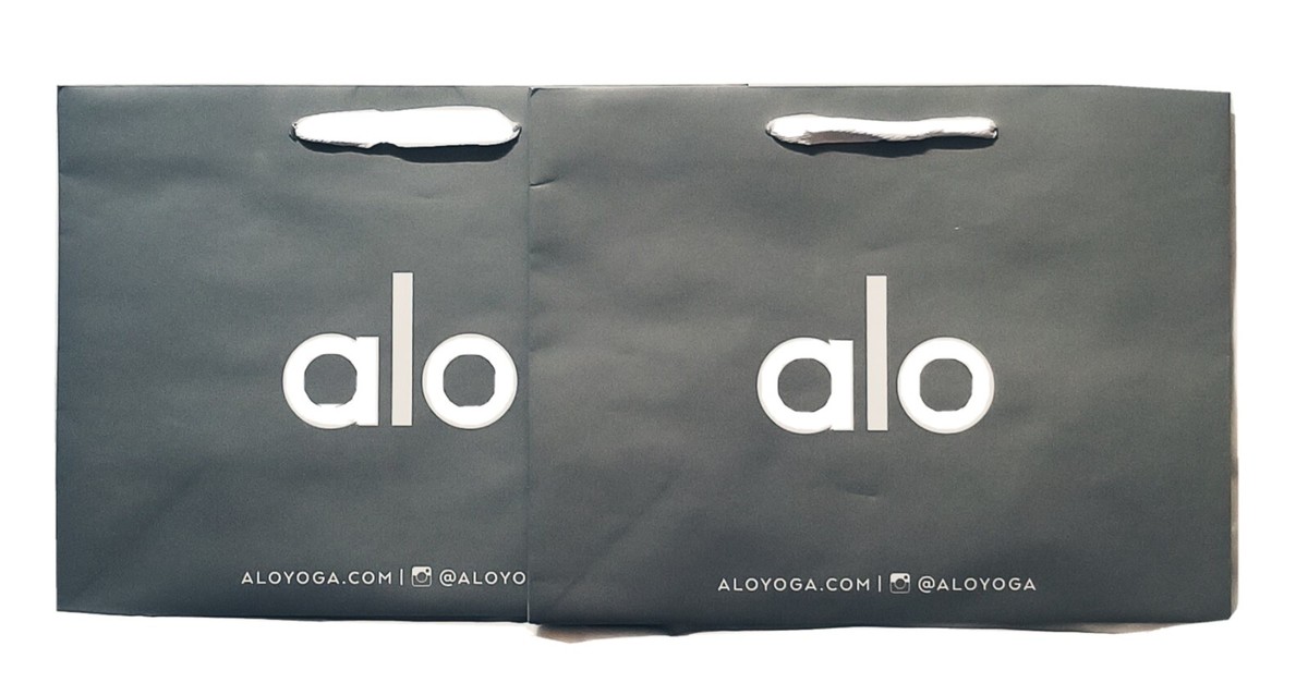 ALO YOGA Lot Of 2 Gift Paper Shopping Bags GRAY/WHITE