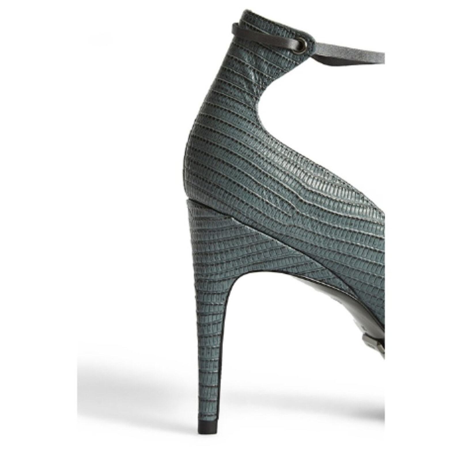 Reiss Coco Ash Grey Lizard Embossed Heel w Ankle Ties Size EU 39 - US 8 image 6
