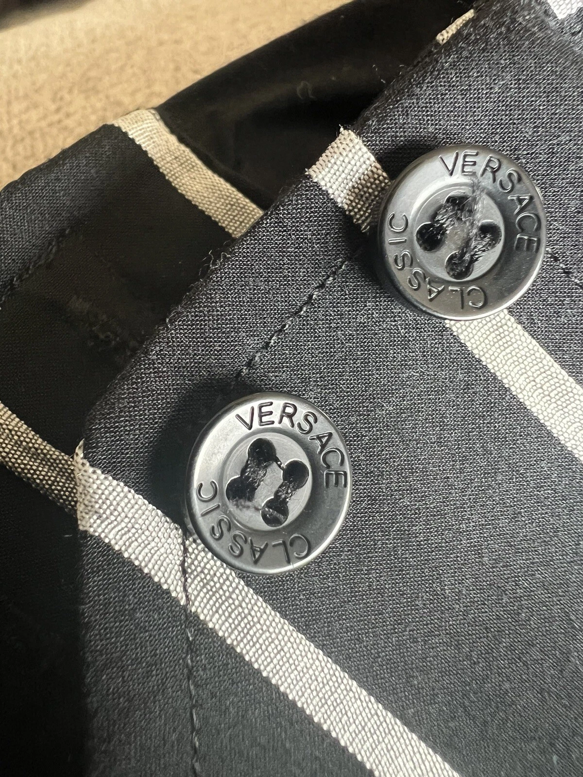 Camicia classica a righe nera Versace a maniche lunghe a maniche lunghe da uomo taglia 43 17 (L XL)