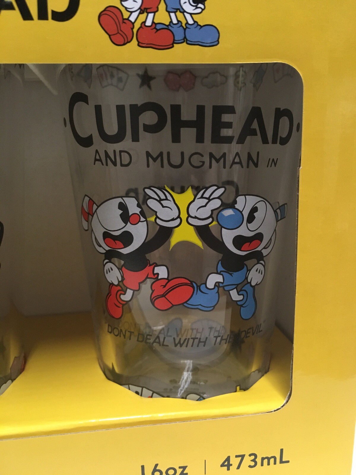 Cuphead and Mugman 2 Piece Pint Glass Set 16oz Brand New And Factory