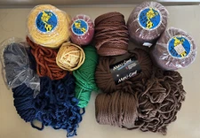 Vintage Macrame Cord Lot Macra World Maxi-Cord Brown Yellow Blue Green Red +MORE