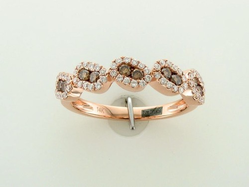 LeVian 14K Rose Gold G-H SI1 White Diamond 0.6 cts Band Ring Size 8.5