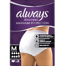 Image of Always Discreet Heavy Adult Incontinence Pants 8pk Medium