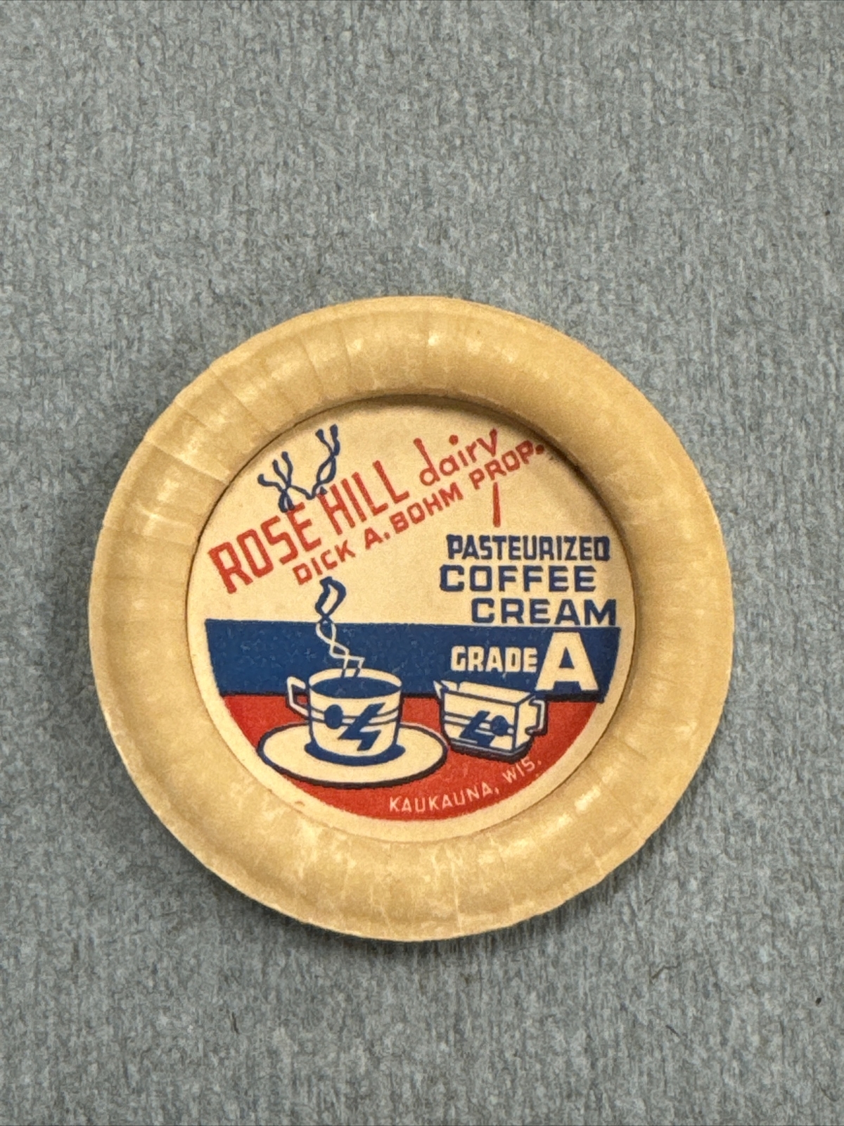 Vintage Milk Bottle Cap Rose Hill Dairy Kaukauna Wisconsin D. Bohm eBay