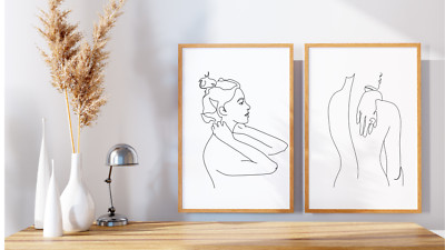 Line Art Frau weiblicher Umriss Wohndeko Druck modern minimalistischer Stil
