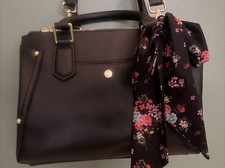 Steve Madden Black Shoulder Bag Purse Crossbody with Scarf/Ribbon