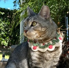 Pet Cat Dog Collar Cute Crochet Decorative Knit Bandana fits 7-to-11-inch neck