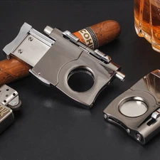 Cigar Cutter Stainless Steel Blade with 2 Cigar Punches Cigar Punch Cutter Set