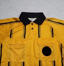 Team Ref Football Soccer Referee Shirt Mens Small Yellow & Black Official Sports