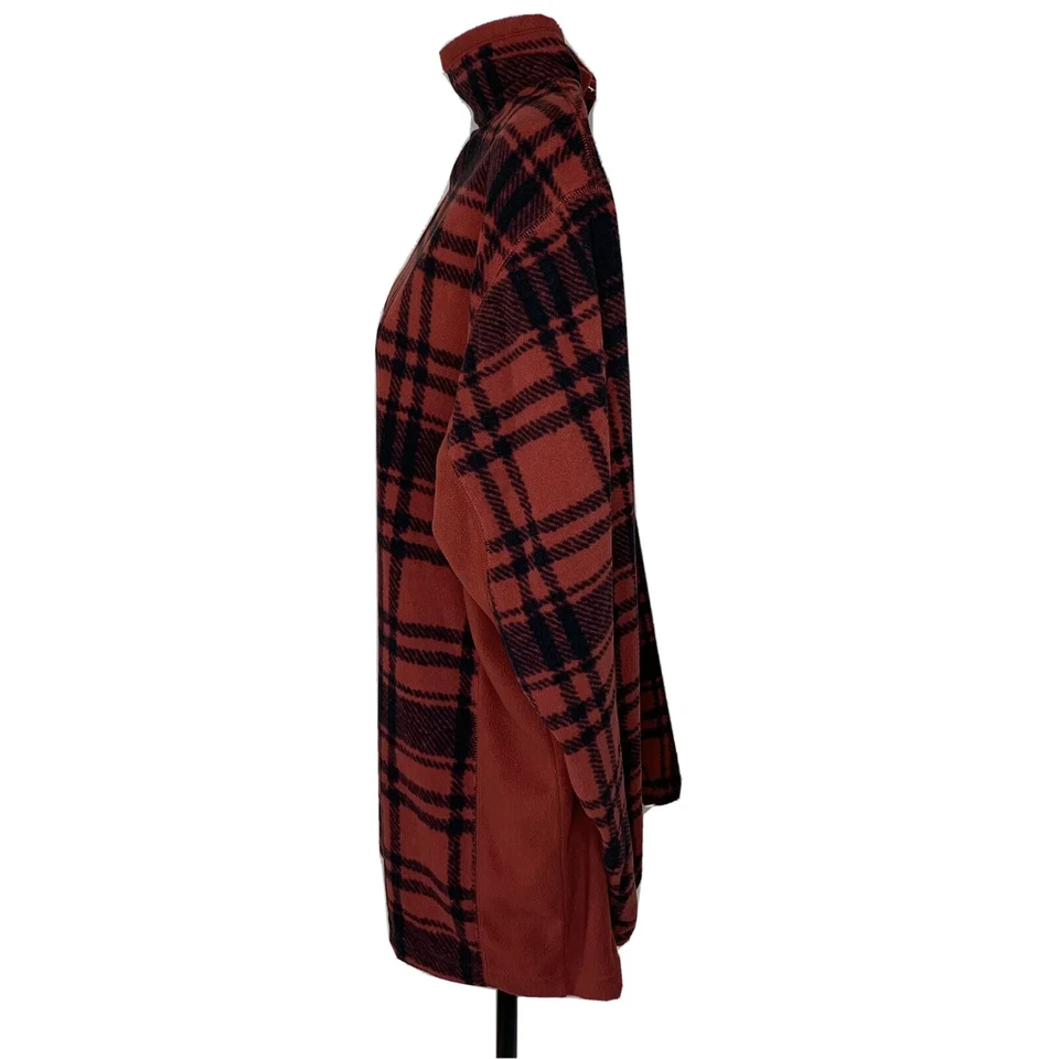 Chaqueta pulóver Columbia para mujer talla mediana roja negra a cuadros cuarto de cremallera Foto 2 de 4