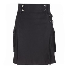 Ladies Black Utility Scottish Kilt Skirt BNWT Free Ladies Kilt Pin