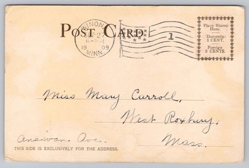 1909 Winona Minnesota Ladies Seminary Campus Fountain and Gardens MN Postcard - Picture 2 of 3