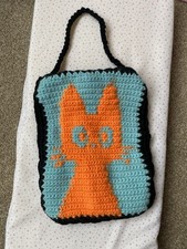 Crochet Cat Tapestry Art Wall Hanging Decor Cutesy Child