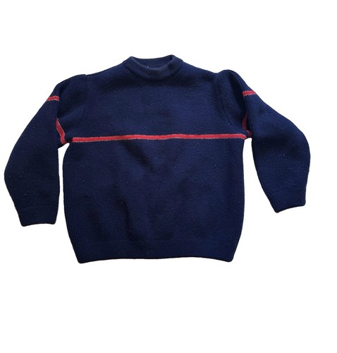 Saks Fifth Avenue Vintage Very Heavy Wool Sweater, Youth Or Women's, Blue & Red
