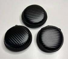 Three 3 Black Earphone Case Hard Protective Carrying Bag for Headphones Earbuds